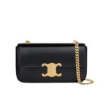 Túi Celine Triomphe Shoulder Bag Black Calfskin (20CM) Đen sang trọng