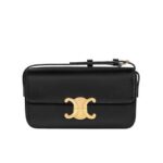 Túi Celine Triomphe Shoulder Bag Black Calfskin 20CM Đen (Dây Da) sang trọng