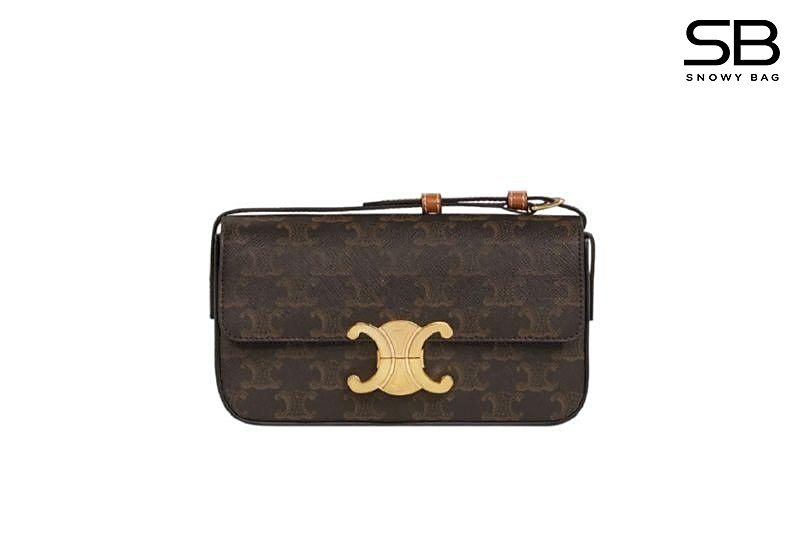 Túi Celine Triomphe Shoulder Bag Tan Canvas 20CM Nâu sang trọng