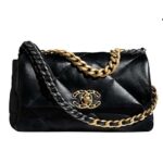 Túi Chanel 19 Flap Bag Black Goatskin GHW 26CM Màu Đen sang trọng