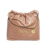 Túi Chanel 22 Shopping Bag Medium Camel Brown Size 39 Nâu sang trọng