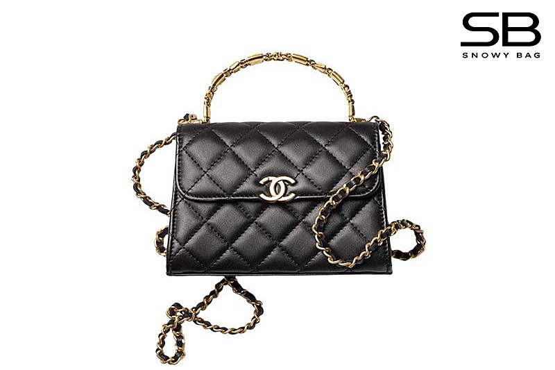 Túi Chanel 22B Extra Mini Handle Clutch with Chain Black Lambskin Đen sang trọng
