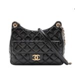 Túi Chanel 23c Medium Hobo Handbag Black Calfskin 22.5CM Đen sang trọng