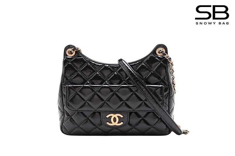 Túi Chanel 23c Medium Hobo Handbag Black Calfskin 22.5CM Đen sang trọng