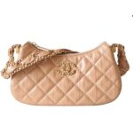 Túi Chanel 23K 19 Logo Mini Hobo Beige Calfskin 20CM Màu Be sang trọng