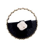 Túi Chanel 23K Jennie Pouch Round Camellia Black Lambskin Đen sang trọng