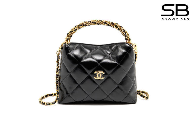 Túi Chanel 24B Hobo Clutch with Chain Bag Black Lambskin GHW sang trọng
