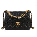 Túi Chanel 24P Mini 8 Flap Bag Màu Đen Shiny Da Cừu GHW 19CM
