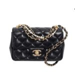 Túi Chanel 24P Mini Flap Bag Black Lambskin GHW 17CM Màu Đen sang trọng