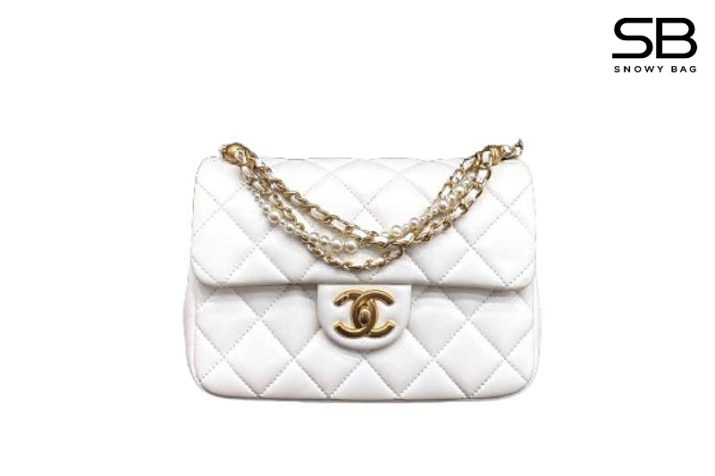 Túi Chanel 24P Mini Flap Bag White Lambskin GHW Trắng sang trọng