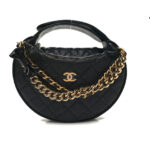 Túi Chanel 24S Round Pouch with Chain Black Caviar GHW sang trọng