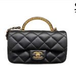 Túi Chanel 24SS Mini Flap Bag Top Handle Black Lambskin GHW 19CM Đen sang trọng và thời thượng