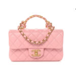 Túi Chanel 24SS Mini Flap Bag Top Handle màu hồng da cừu