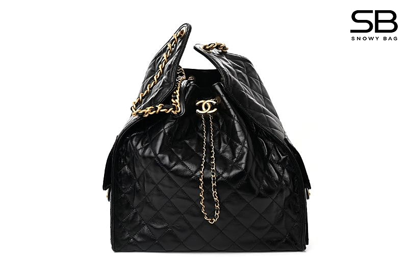 Túi Chanel 25 Medium Crumpled Calfskin GHW Đen Khóa Vàng sang trọng
