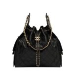 Túi Chanel 25 Medium Handbag Grained Calfskin Gold-Tone Metal Black sang trọng