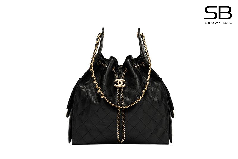 Túi Chanel 25 Medium Handbag Grained Calfskin Gold-Tone Metal Black sang trọng