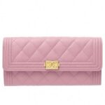 Túi Chanel Boy Long Flap Wallet Pink Caviar GHW Màu Hồng sang trọng