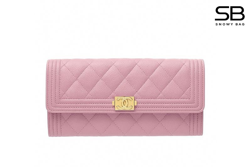 Túi Chanel Boy Long Flap Wallet Pink Caviar GHW Màu Hồng sang trọng