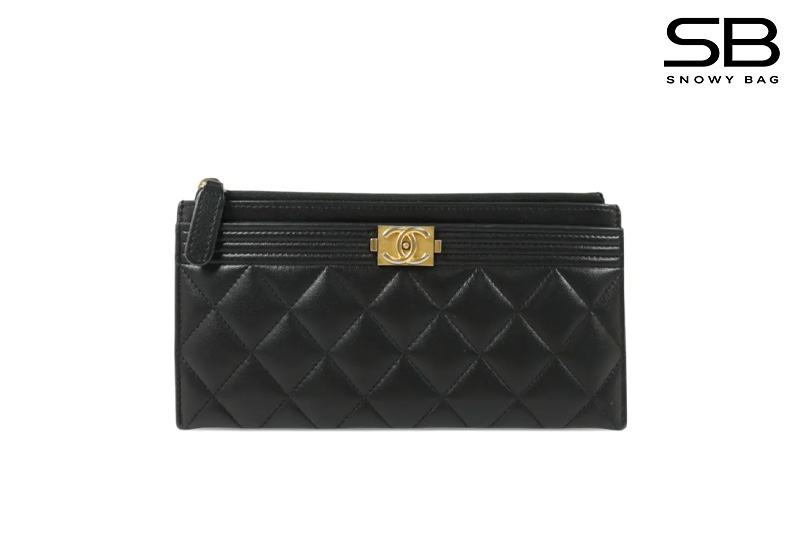 Túi Chanel Boy Zip Long Wallet Black Caviar Gold Hardware sang trọng