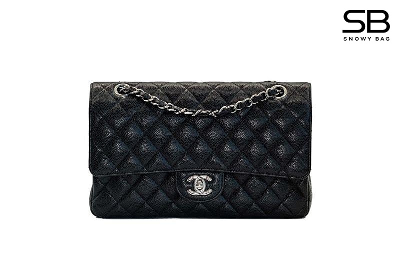 Túi Chanel Classic Medium Black Caviar SHW Đen Khóa Bạc sang trọng