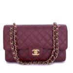 Túi Chanel Classic Medium Burgundy Caviar Đỏ Vang Nắp Có Viền sang trọng