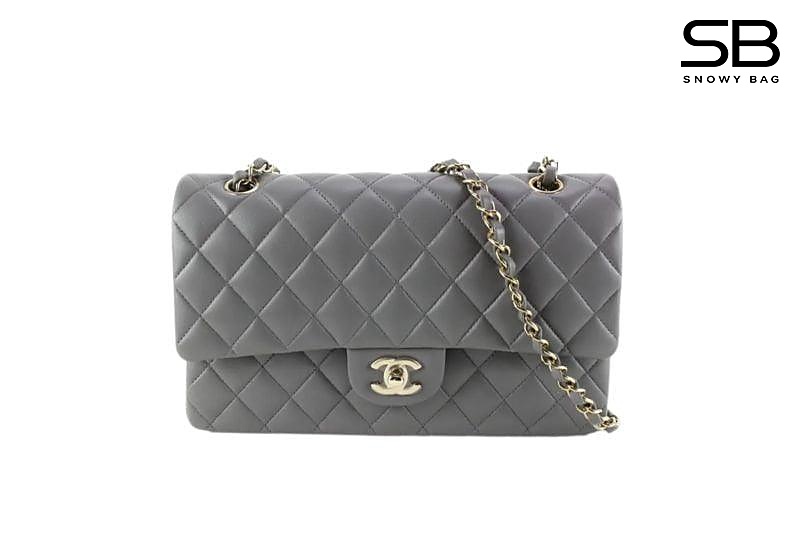 Túi Chanel Classic Medium Grey Lambskin GHW Size 25 Màu Xám sang trọng