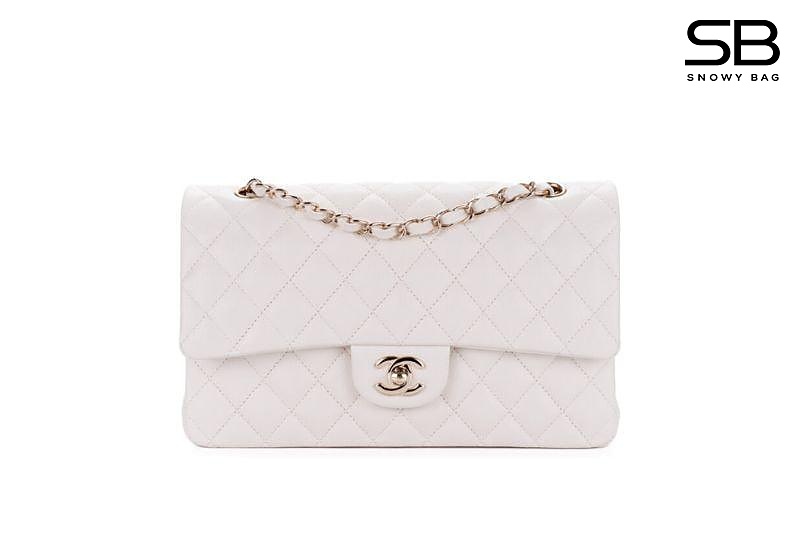 Túi Chanel Classic Medium White Caviar GHW Trắng Khóa Vàng sang trọng