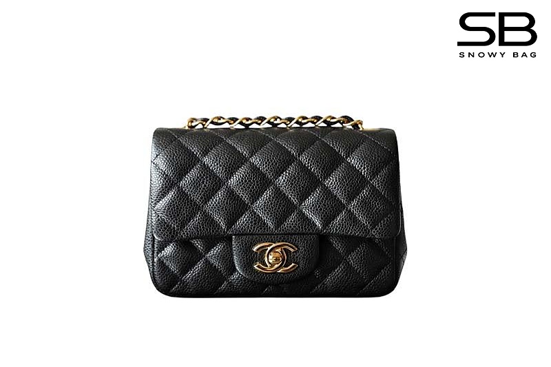 Túi Chanel Classic Mini Square Black Caviar GHW 16.5CM Đen sang trọng