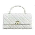 Túi Chanel Coco Medium Handle Flap Bag White Caviar 29CM Trắng sang trọng