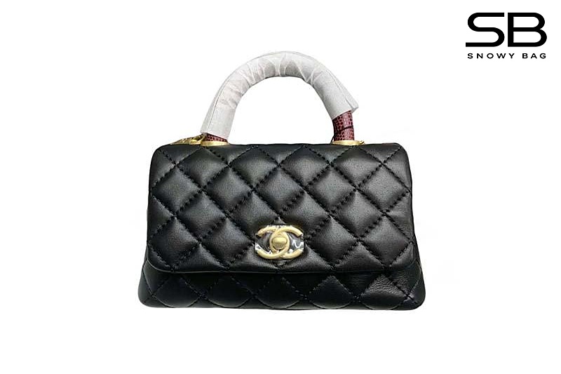 Túi Chanel Coco Mini 7.5 Flap Black Lambskin Lizard GHW 19CM màu đen sang trọng