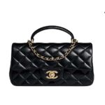 Túi Chanel Flap Bag Mini 8 Top Handle Black Lambskin GHW 20CM Đen sang trọng