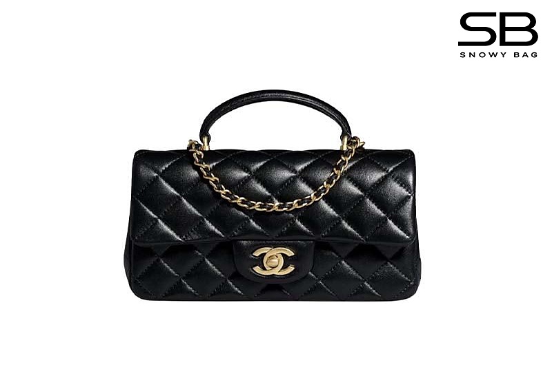 Túi Chanel Flap Bag Mini 8 Top Handle Black Lambskin GHW 20CM Đen sang trọng