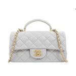 Túi Chanel Flap Bag Mini 8 Top Handle Grey Caviar GHW 20CM Xám sang trọng