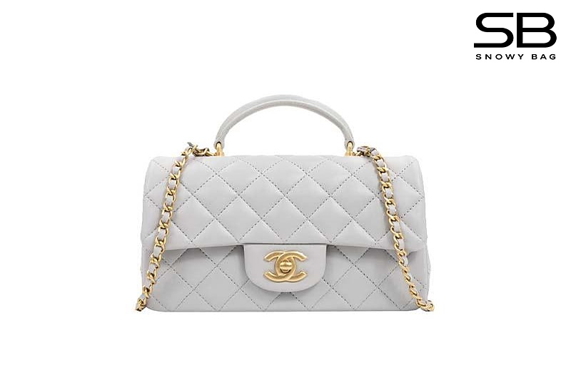 Túi Chanel Flap Bag Mini 8 Top Handle Grey Caviar GHW 20CM Xám sang trọng