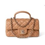Túi Chanel Flap Bag Mini 8 Top Handle Màu Nâu Camel GHW 20CM sang trọng