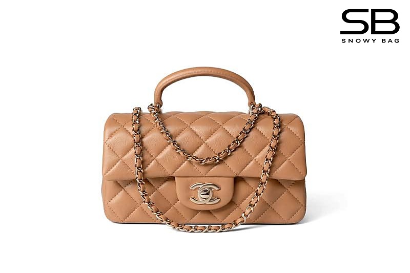 Túi Chanel Flap Bag Mini 8 Top Handle Màu Nâu Camel GHW 20CM sang trọng