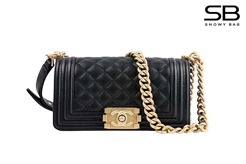 Túi Chanel Le Boy Small Black Caviar Gold 20.5CM màu đen sang trọng