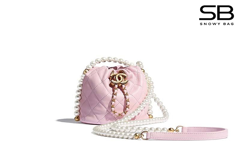 Túi Chanel Mini Drawstring Bag with Pearl Chain 12CM Màu Hồng sang trọng