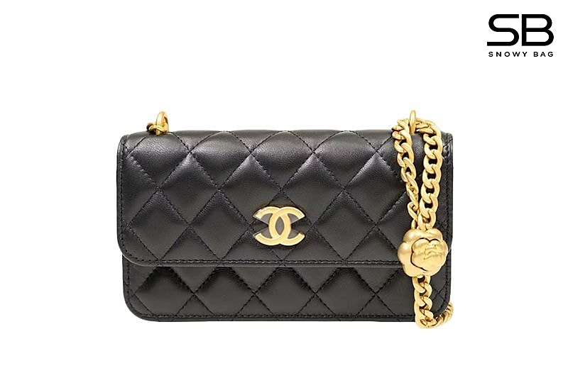 Túi Chanel Camellia Crush Phone Holder Black Lambskin Đen sang trọng