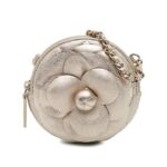 Túi Chanel Camellia Round Clutch with Chain Gold Lambskin sang trọng