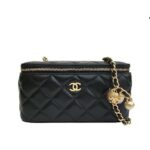 Túi Chanel Vanity Pearl Crush Black Lambskin 17CM Màu Đen sang trọng