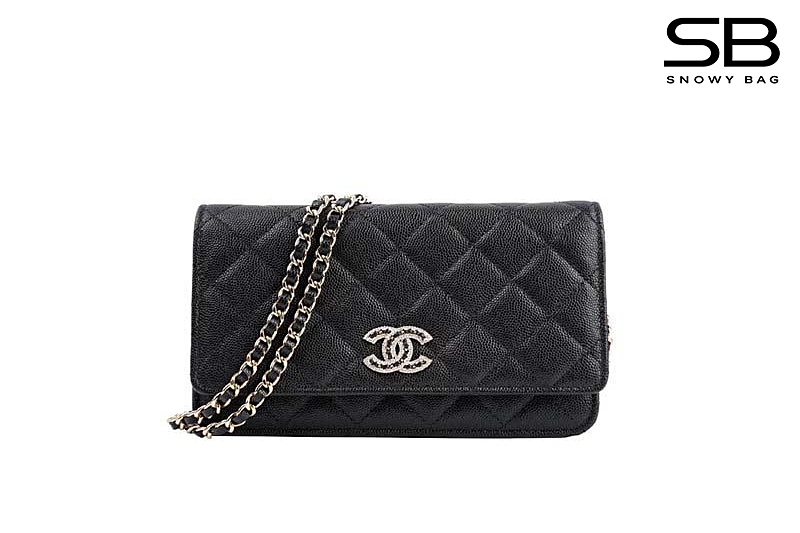 Túi Chanel Woc Màu Đen Da Caviar Crystal Lerther GHW 19CM Đen sang trọng