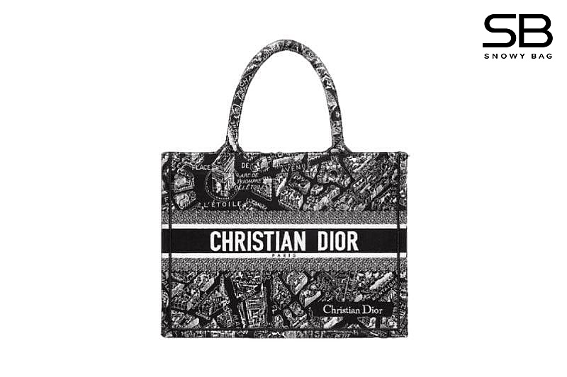 Túi Dior Book Tote Medium Black and White Plan De Paris sang trọng