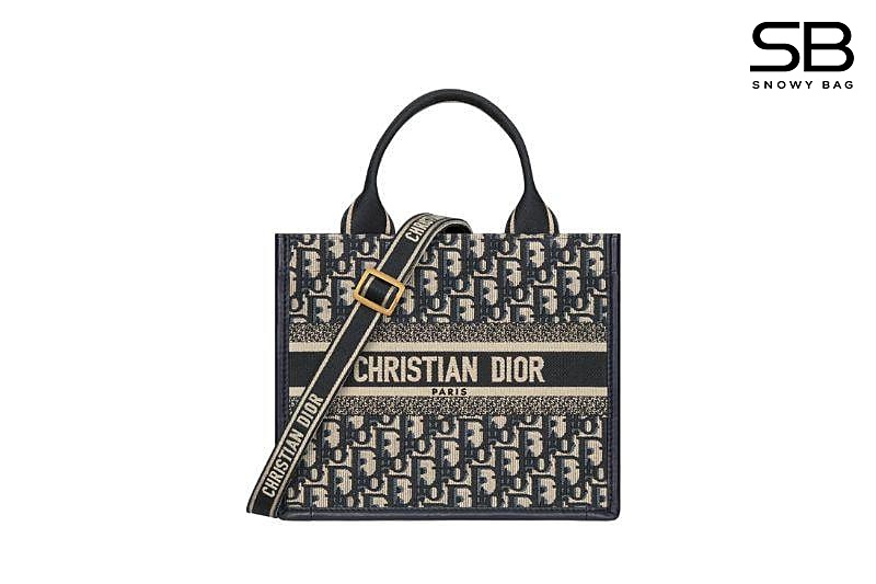 Túi Dior Book Tote Small Blue Dior Oblique thêu và da