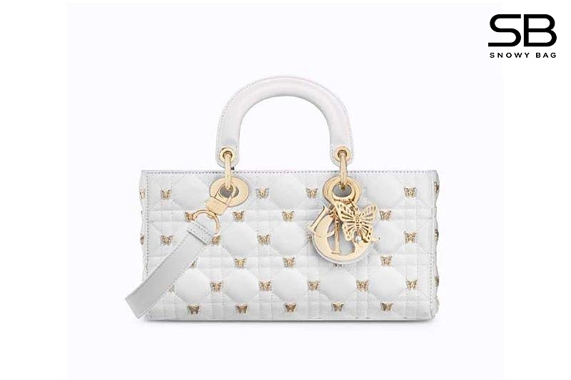 Túi Dior Medium Lady D-Joy Butterfly Latte Lambskin GHW Kem sang trọng