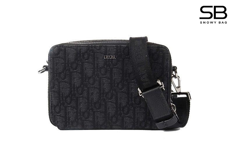 Túi Dior Pouch with Strap Black D Oblique Jacquard sang trọng