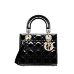 Túi Dior Small Lady Black Patent Calfskin GHW 20CM Đen Khóa Vàng sang trọng