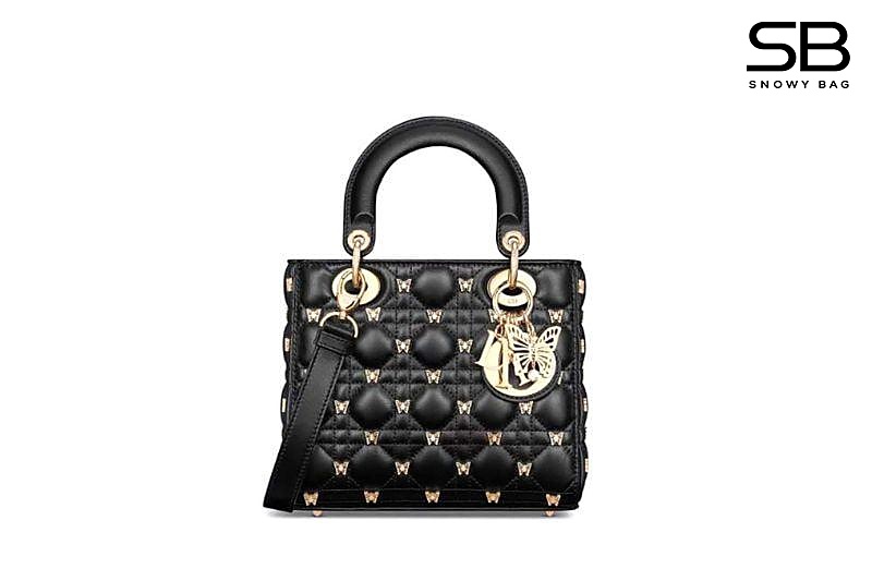 Túi Dior Small Lady Butterfly Black Lambskin GHW Đen sang trọng