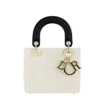 Túi Dior Small Lady Dior Latte Black Lambskin Trắng Đen sang trọng