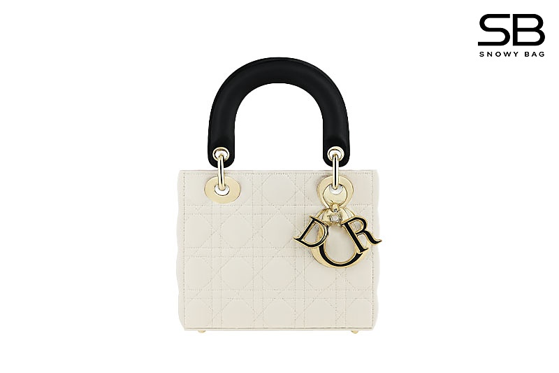 Túi Dior Small Lady Dior Latte Black Lambskin Trắng Đen sang trọng